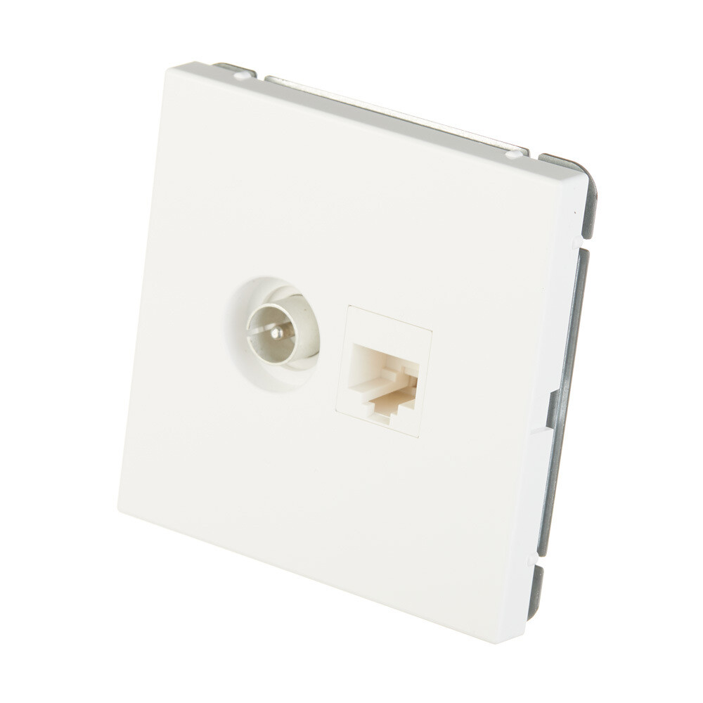 Розетка телевизионная/ компьютерная Systeme Electric ArtGallery встраиваемая белая TV/ RJ45 (GAL000189)