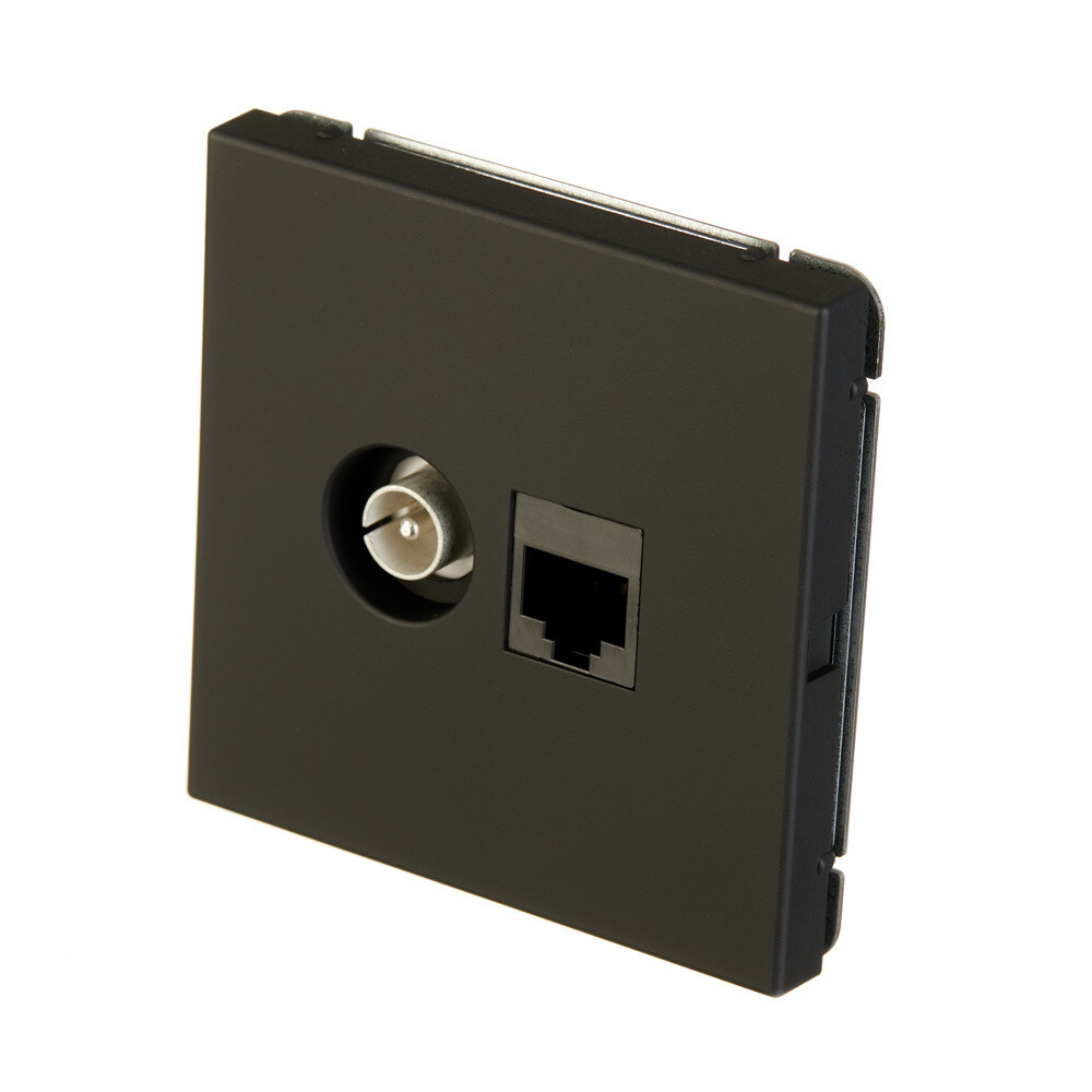 Розетка телевизионная/ компьютерная Systeme Electric ArtGallery встраиваемая карбон TV/ RJ45 (GAL001089)