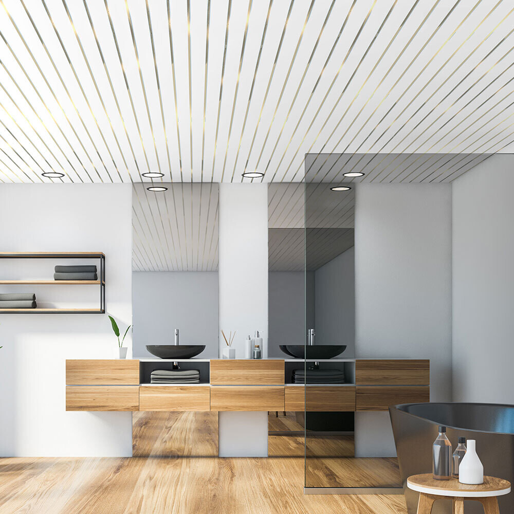 Панель ПВХ 240х3000х8 мм Кронапласт рейка двойная золото 0,72 кв.м