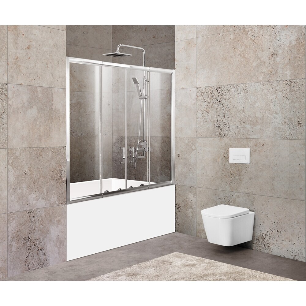 Шторка на ванну раздвижная 150х140х0,5 см профиль хром BelBagno Unique (UNIQUE-VF-2-150/180-140-C-Cr)