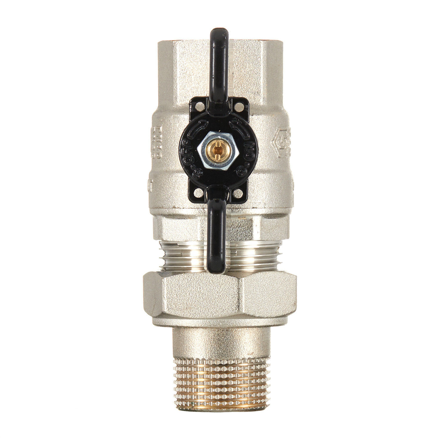 Кран шаровой латунный Stout SVB 3/4 ВР(г) х 3/4 НР(ш) полнопроходной бабочка со сгоном прямой (SVB-0007-200020)