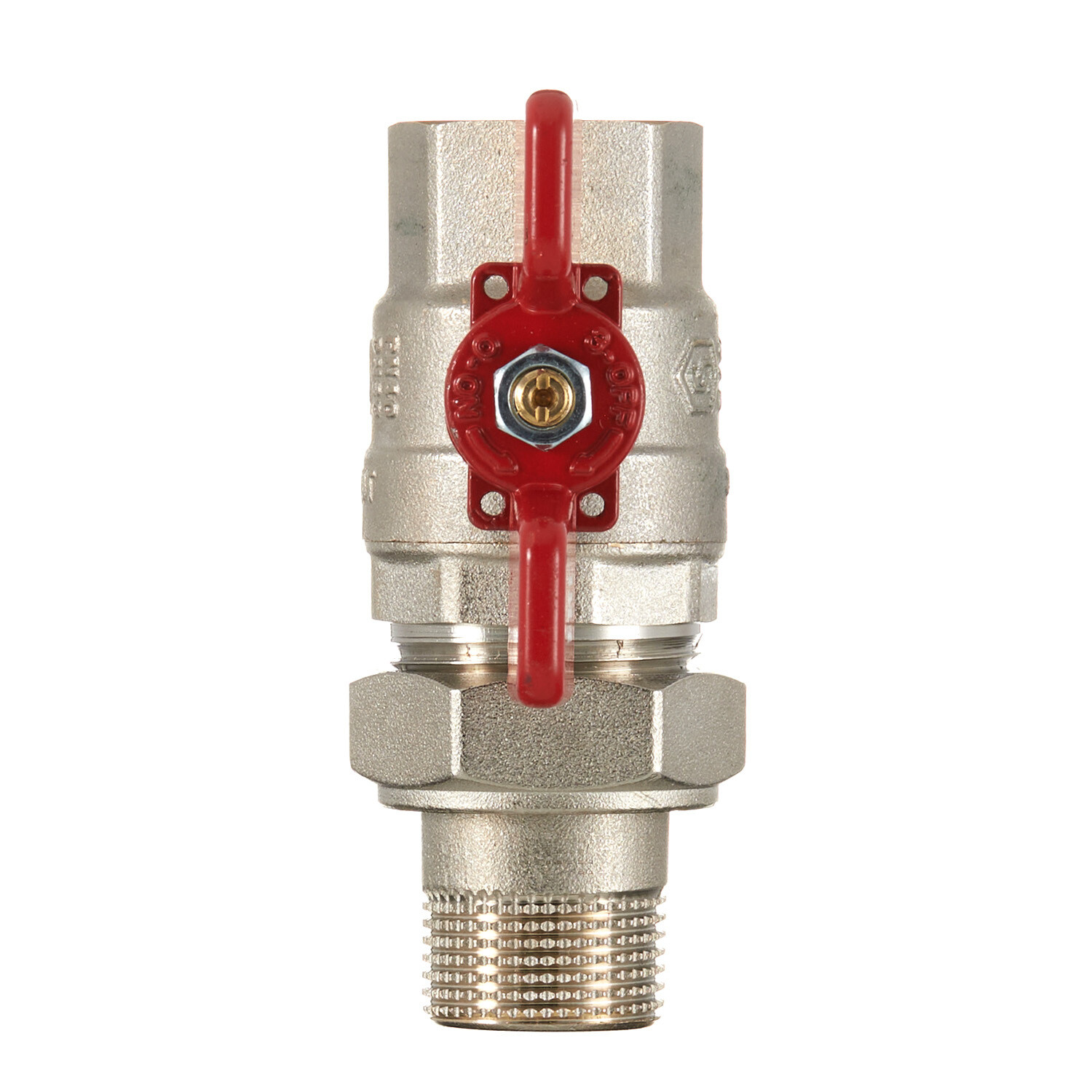 Кран шаровой латунный Stout SVB 3/4 ВР(г) х 3/4 НР(ш) полнопроходной бабочка со сгоном прямой (SVB-1007-200020)