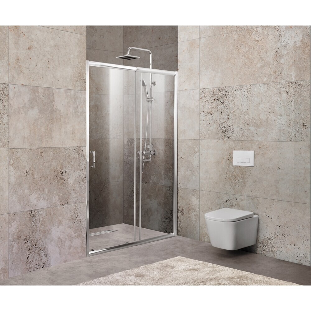 Душевая дверь BelBagno Unique стекло прозрачное 125х190 см профиль хром 5 мм раздвижная (UNIQUE-BF-1-110/125-C-Cr)