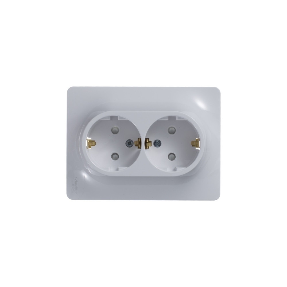 Розетка Systeme Electric Glossa встраиваемая белая со шторками (GSL000126)