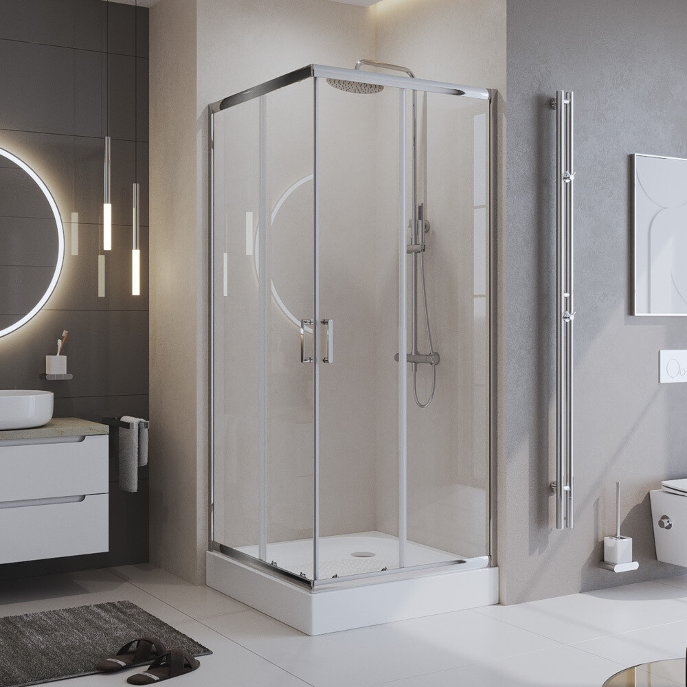 Душевой уголок BelBagno Uno хром 90х90х195 см квадрат стекло прозрачное 5 мм (UNO-195-A-2-90-C-Cr)