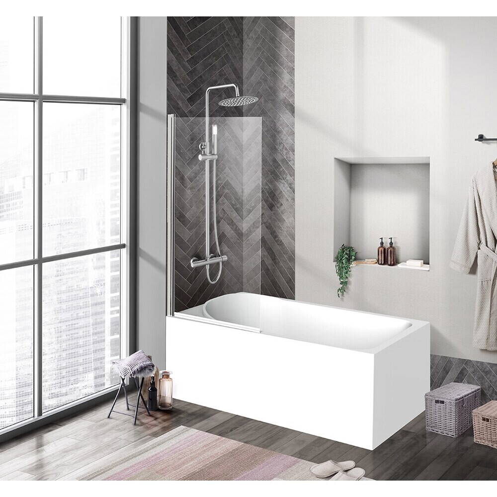 Шторка на ванну распашная 80х150х0,5 см профиль хром BelBagno Uno (UNO-V-1-80/150-C-Cr)