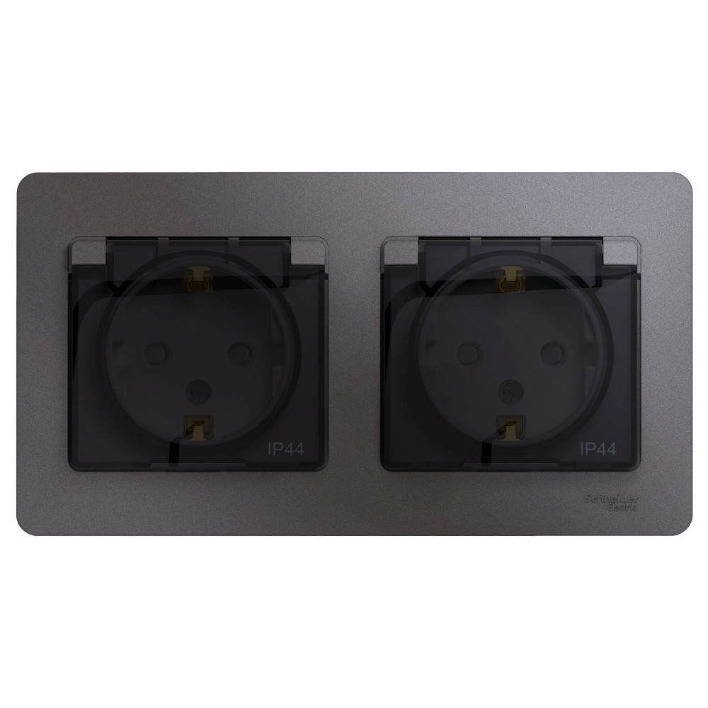 Розетка Systeme Electric Glossa встраиваемая графит со шторками (GSL001347)