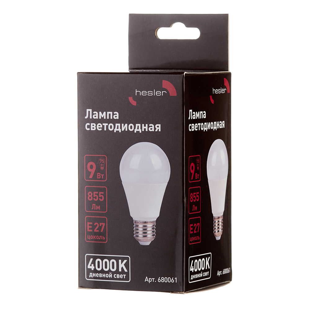 Лампа светодиодная Hesler E27 4000К 9 Вт 855 Лм 230 В груша А60 матовая