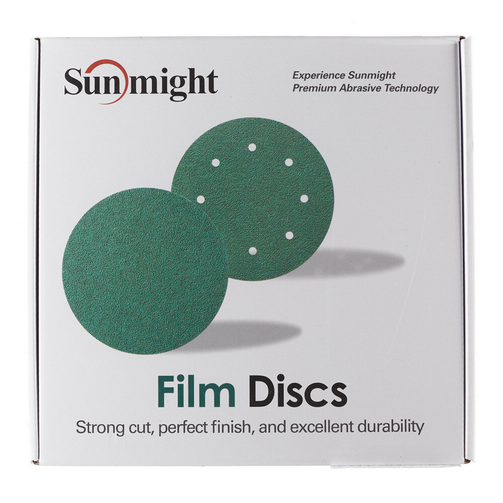 Диск шлифовальный Sunmight Film L312T d225 мм P180 на липучку пленочная основа (50 шт.) (53510)