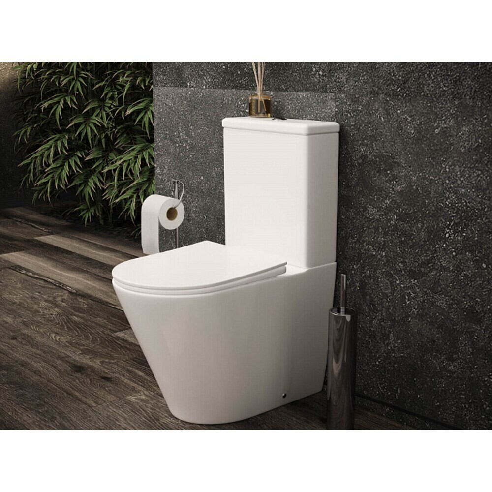 Унитаз-компакт Ceramicanova Highlight Rimless безободковый с универсальным выпуском с сиденьем дюропласт микролифт белый (CN1802)