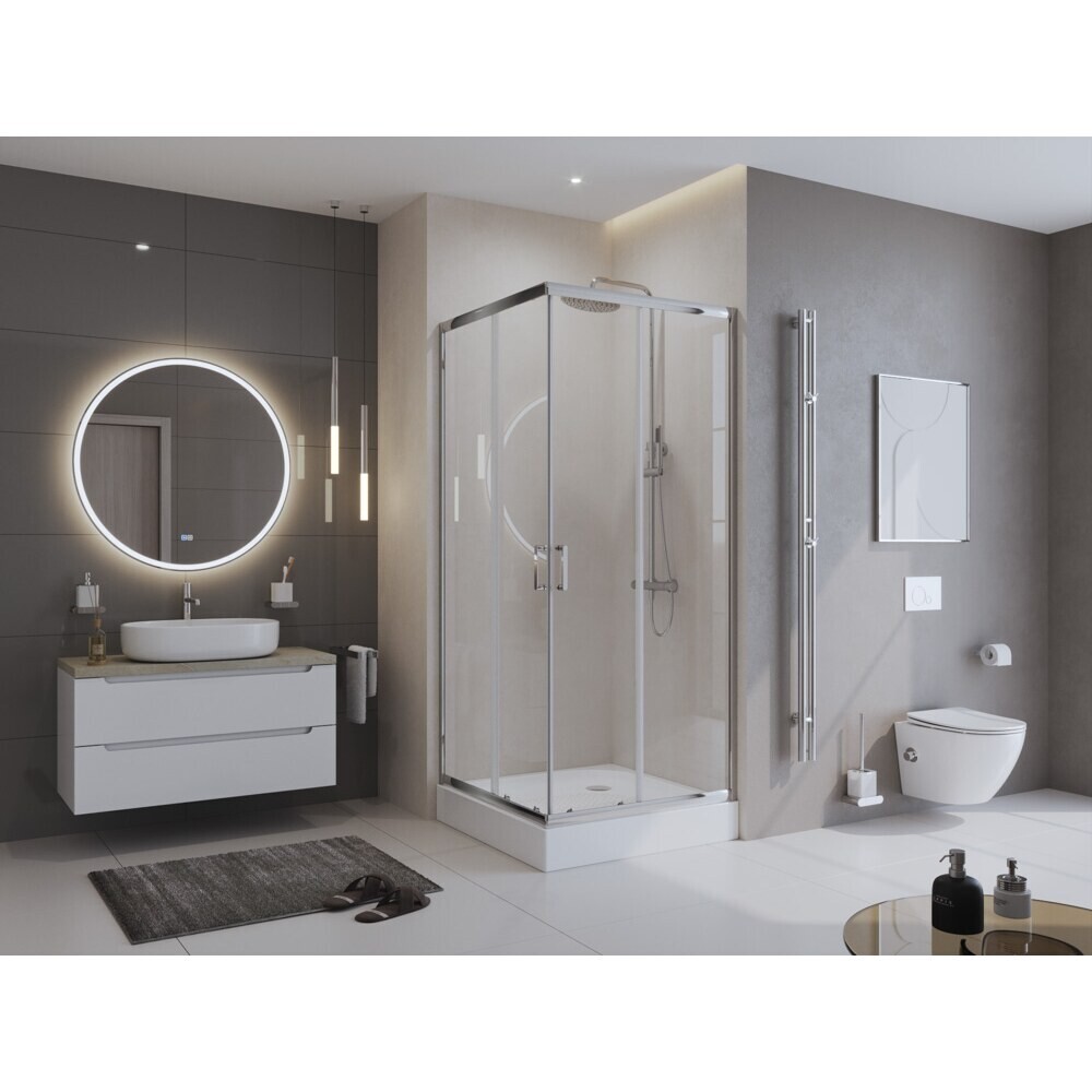 Душевой уголок BelBagno Uno хром 100х100х195 см квадрат стекло прозрачное 5 мм (UNO-195-A-2-100-C-Cr)