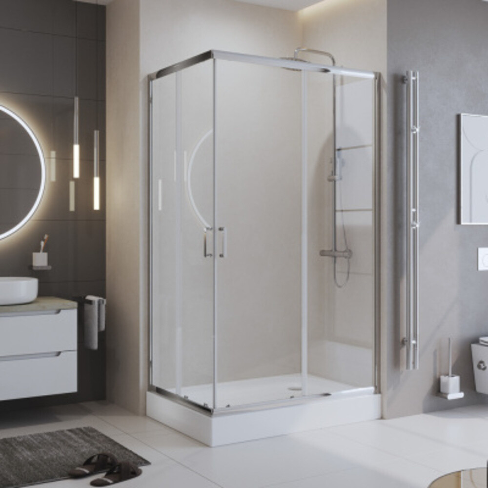 Душевой уголок BelBagno Uno хром 120х90х195 см прямоугольник стекло прозрачное 5 мм (UNO-195-AH-2-120/90-C-Cr)