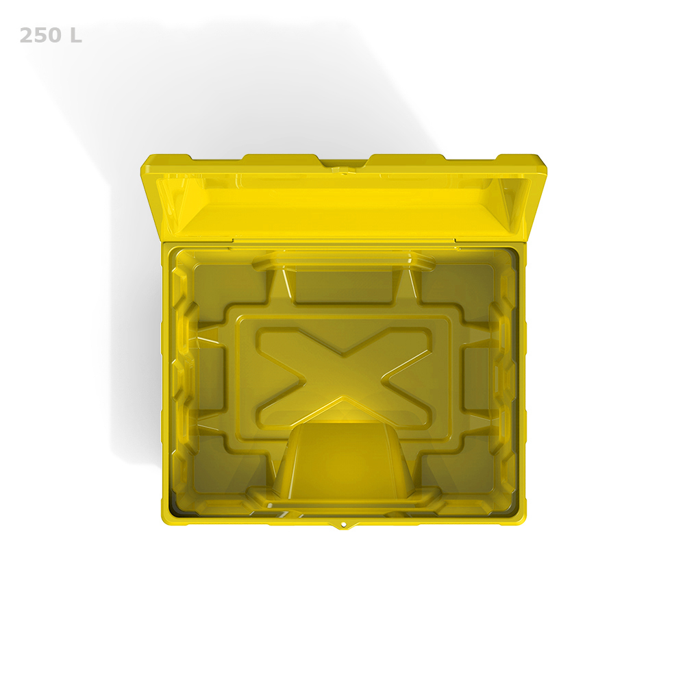 Ящик для песка и реагентов полиэтиленовый Polimer Group желтый с дозатором 250 л