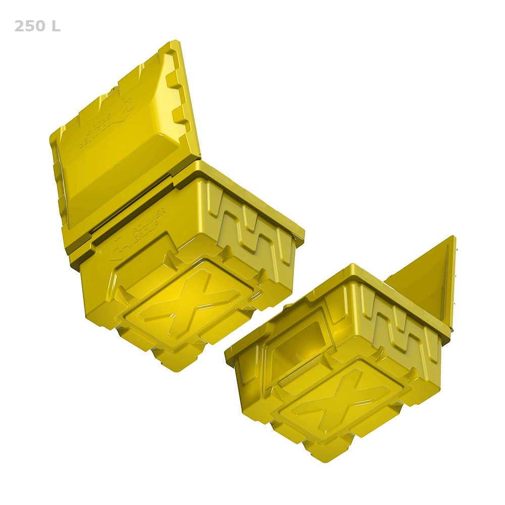 Ящик для песка и реагентов полиэтиленовый Polimer Group желтый с дозатором 250 л