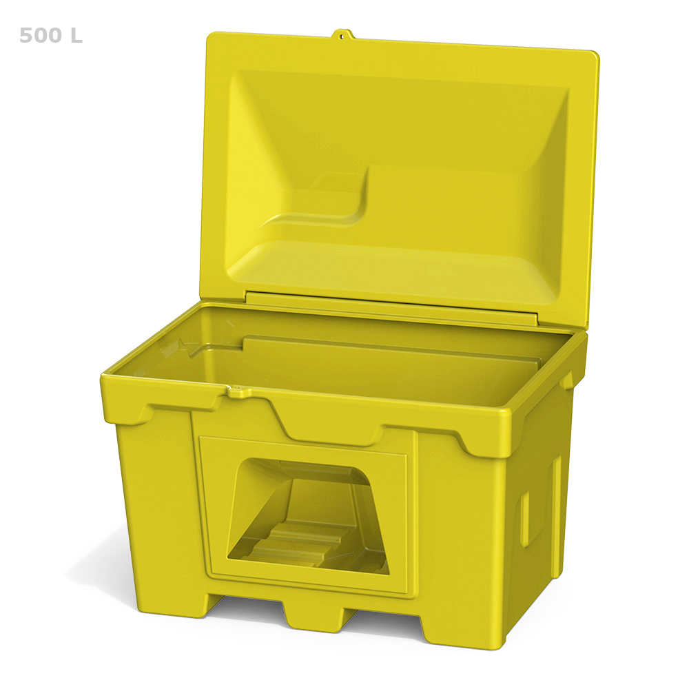 Ящик для песка и реагентов полиэтиленовый Polimer Group желтый с дозатором 500 л