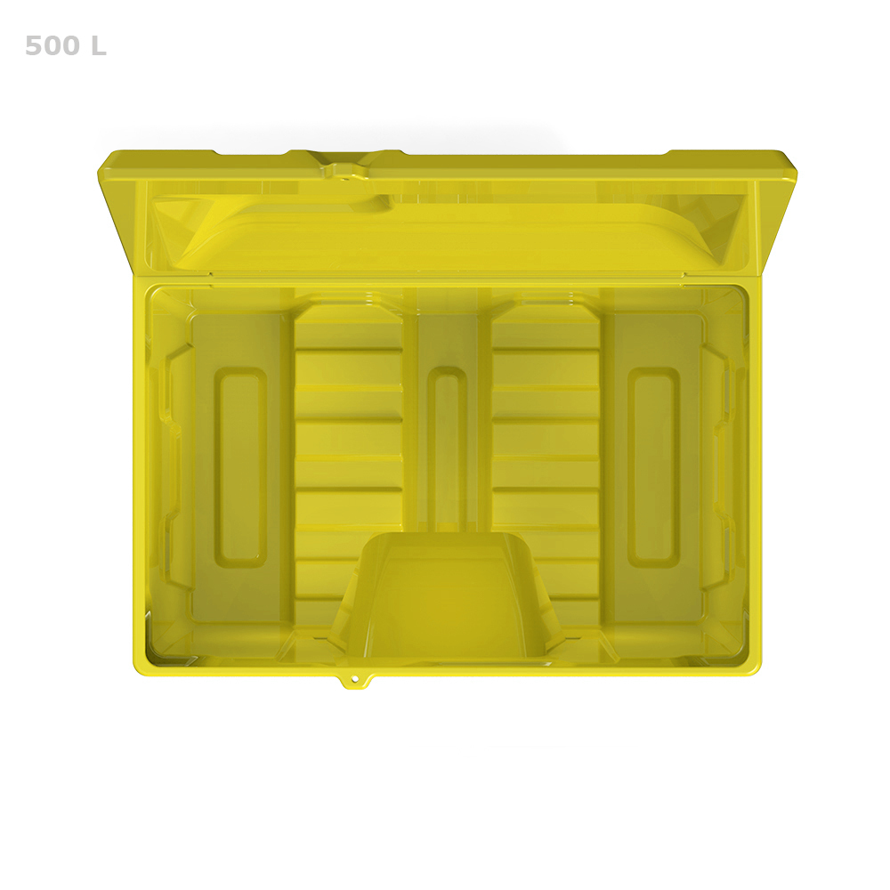 Ящик для песка и реагентов полиэтиленовый Polimer Group желтый с дозатором 500 л