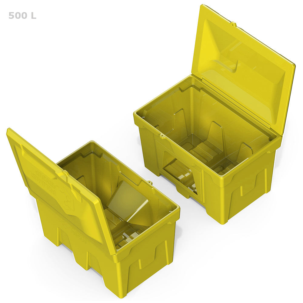 Ящик для песка и реагентов полиэтиленовый Polimer Group желтый с дозатором 500 л