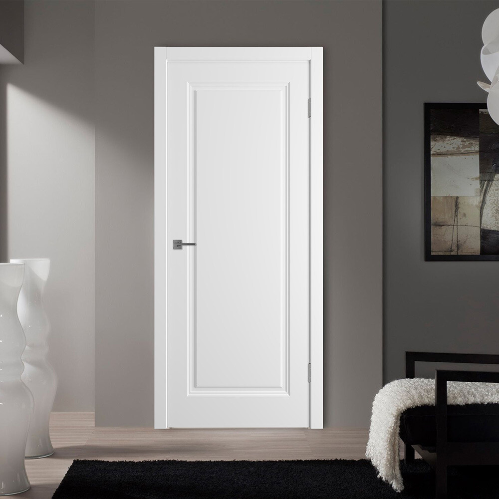 Дверь межкомнатная Норра 1 800х2000 мм эмаль белая глухая с замком и петлями