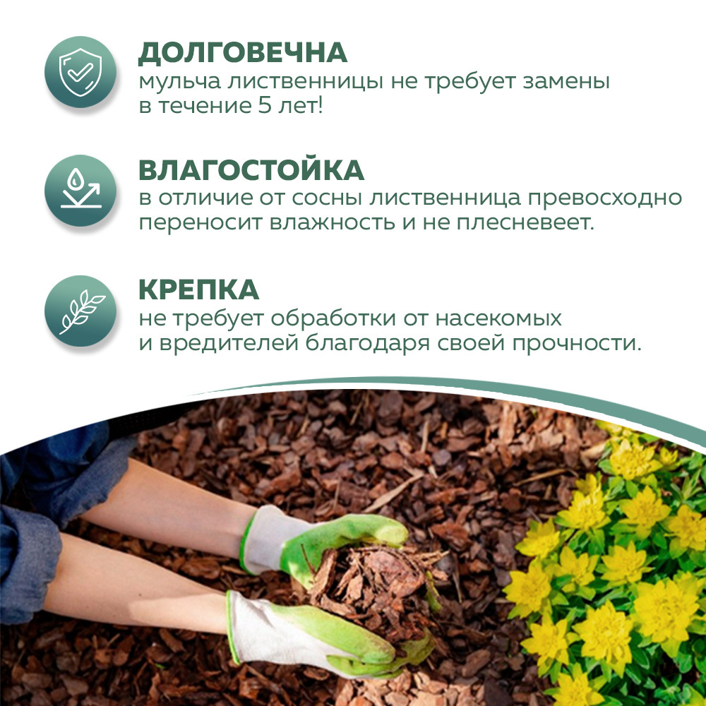 Кора Rainberg лиственницы фракция 60-100 мм 60 л