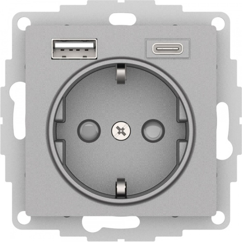 Розетка USB Systeme Electric AtlasDesign встраиваемая алюминий USB-A/ Type-C (ATN000332)