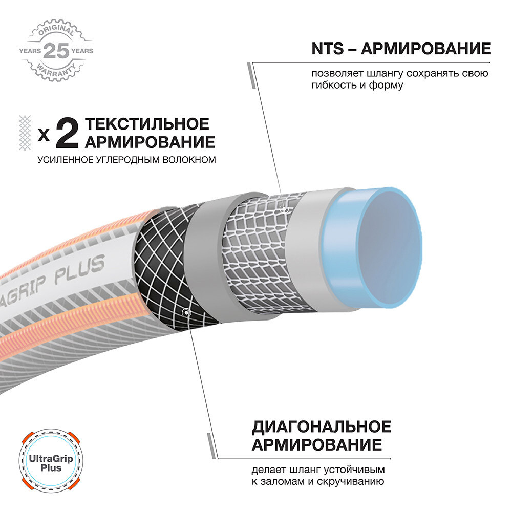 Шланг поливочный 1/2 30 м шестислойный Daewoo UltraGrip Plus ПВХ (DWH 5115)