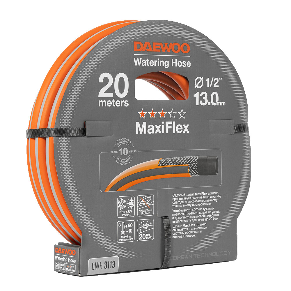 Шланг поливочный 1/2 20 м четырехслойный Daewoo MaxiFlex ПВХ (DWH 3113)