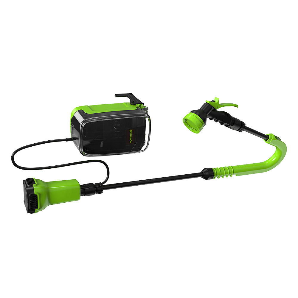 Насос аккумуляторный для полива из бочки Greenworks 24V G24SWP со шлангом 2 м и распылителем (3401007)