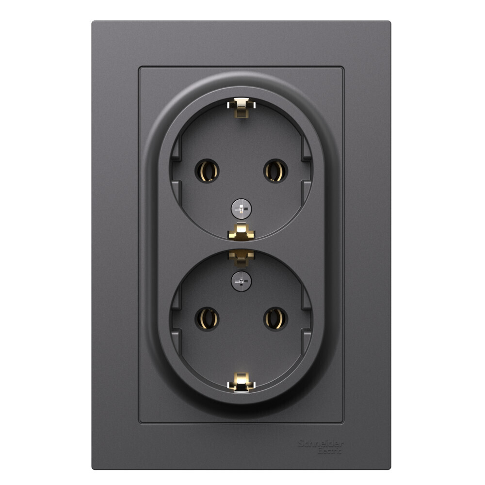Розетка Systeme Electric AtlasDesign встраиваемая базальт (ATN001424)