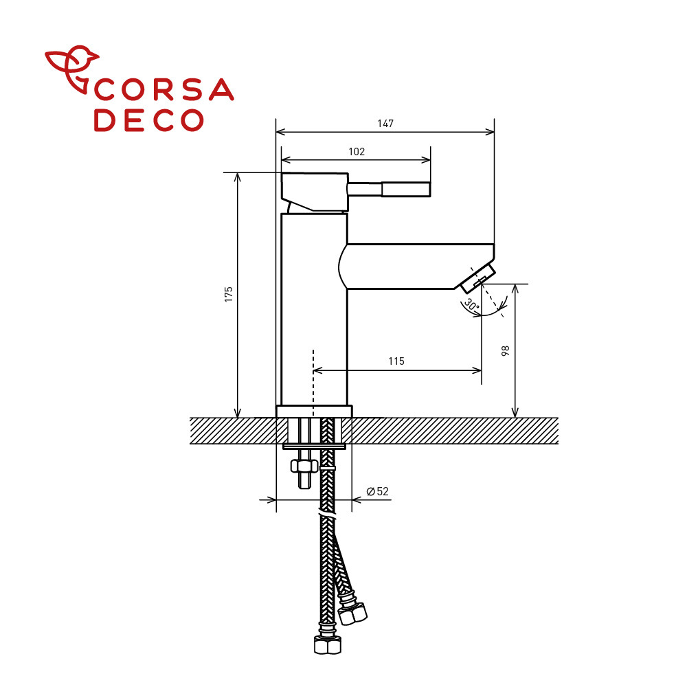 Смеситель для раковины Corsa Deco AS сталь однорычажный (FBAS)