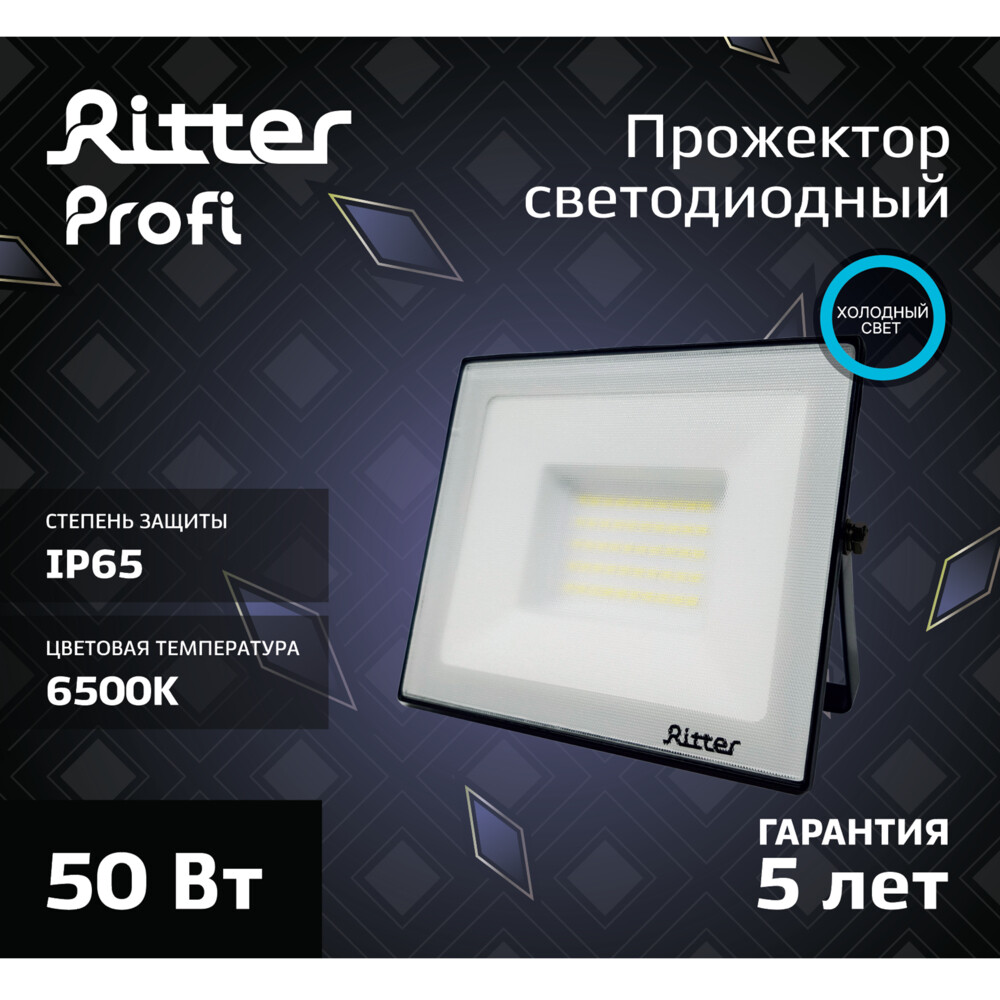 Прожектор светодиодный Ritter Profi 6500K 50 Вт IP65 черный