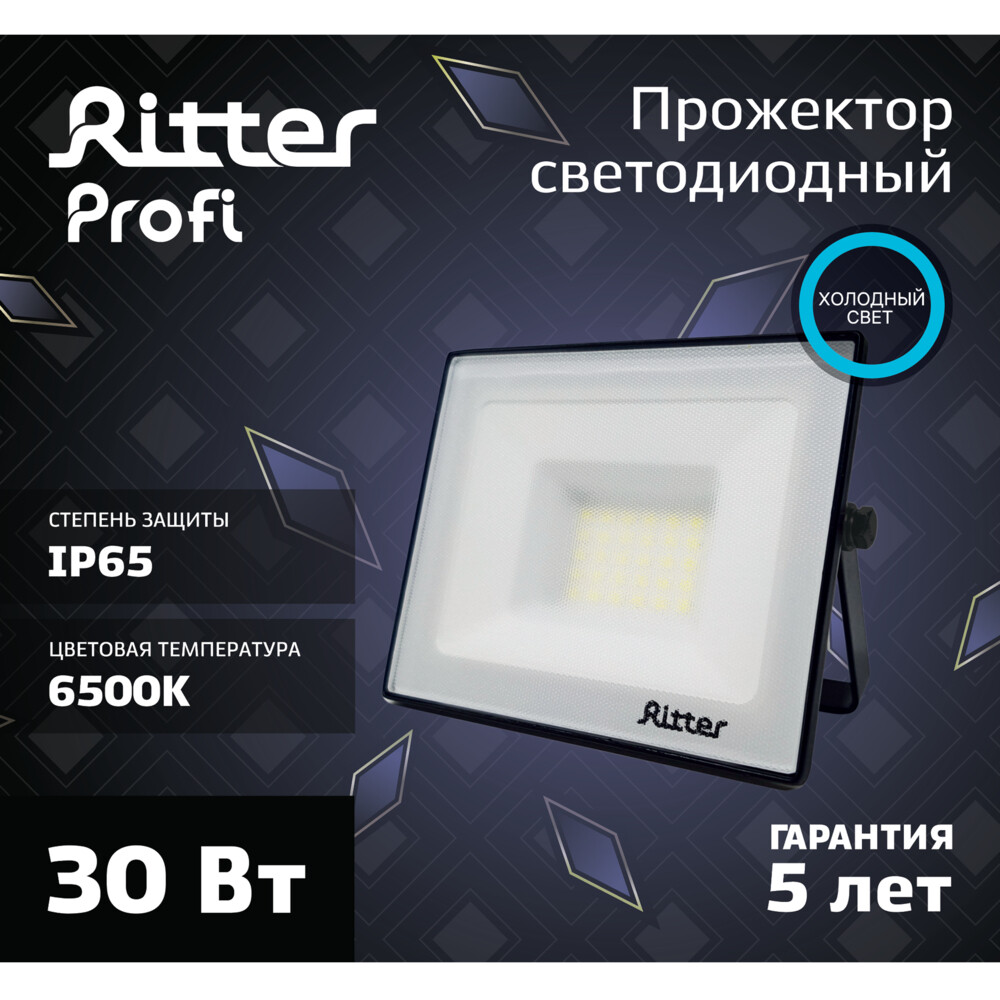 Прожектор светодиодный Ritter Profi 6500K 30 Вт IP65 черный