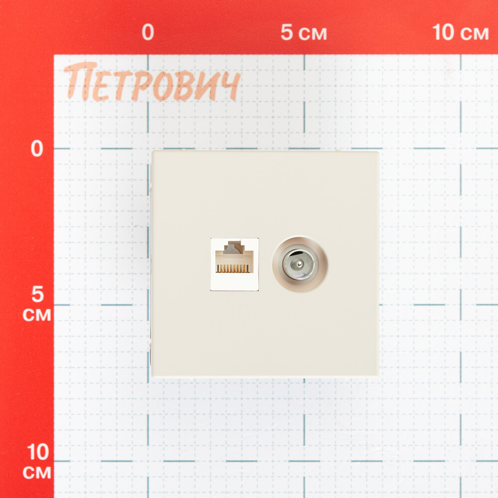 Розетка телевизионная/ компьютерная Systeme Electric ArtGallery встраиваемая песочная TV/ RJ45 (GAL001289)