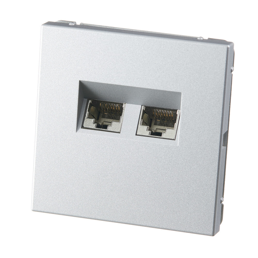 Розетка компьютерная Systeme Electric ArtGallery встраиваемая алюминий 2хRJ45 (GAL000388)