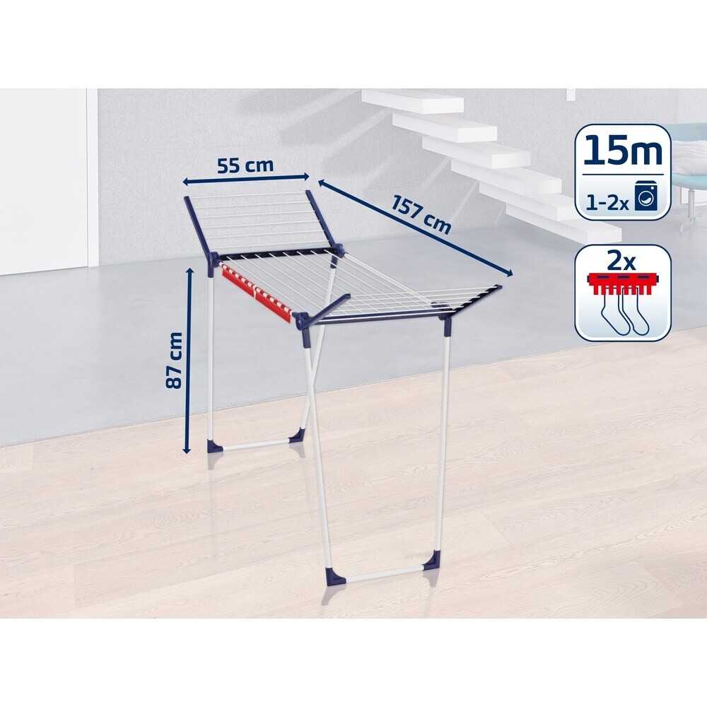 Сушилка для белья напольная Leifheit Solid Slim 550х1570х870 мм белая