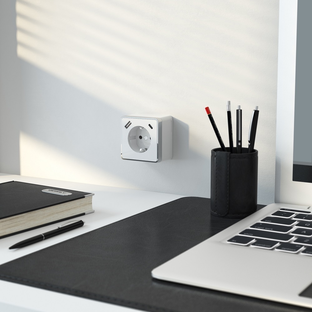 Розетка Werkel Gallant накладная белая со шторками с USB-A/ Type-C (a057698)