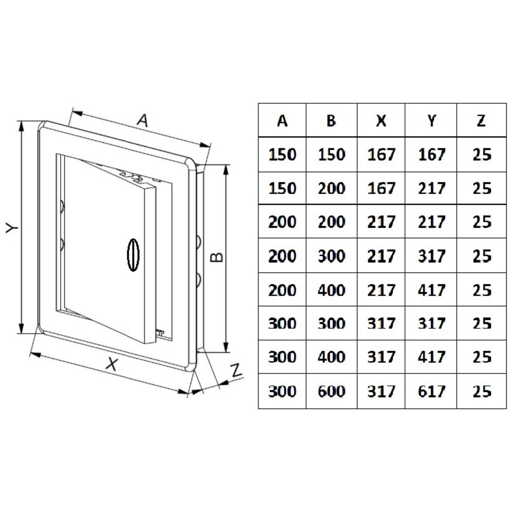 Люк ревизионный Центр Тагис ЛР пластиковый 200х200 мм врезной черный