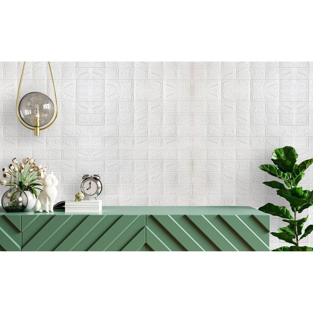 Панель самоклеящаяся вспененный полиэтилен 700х770х6 мм Lux кирпич белый 0,539 кв.м