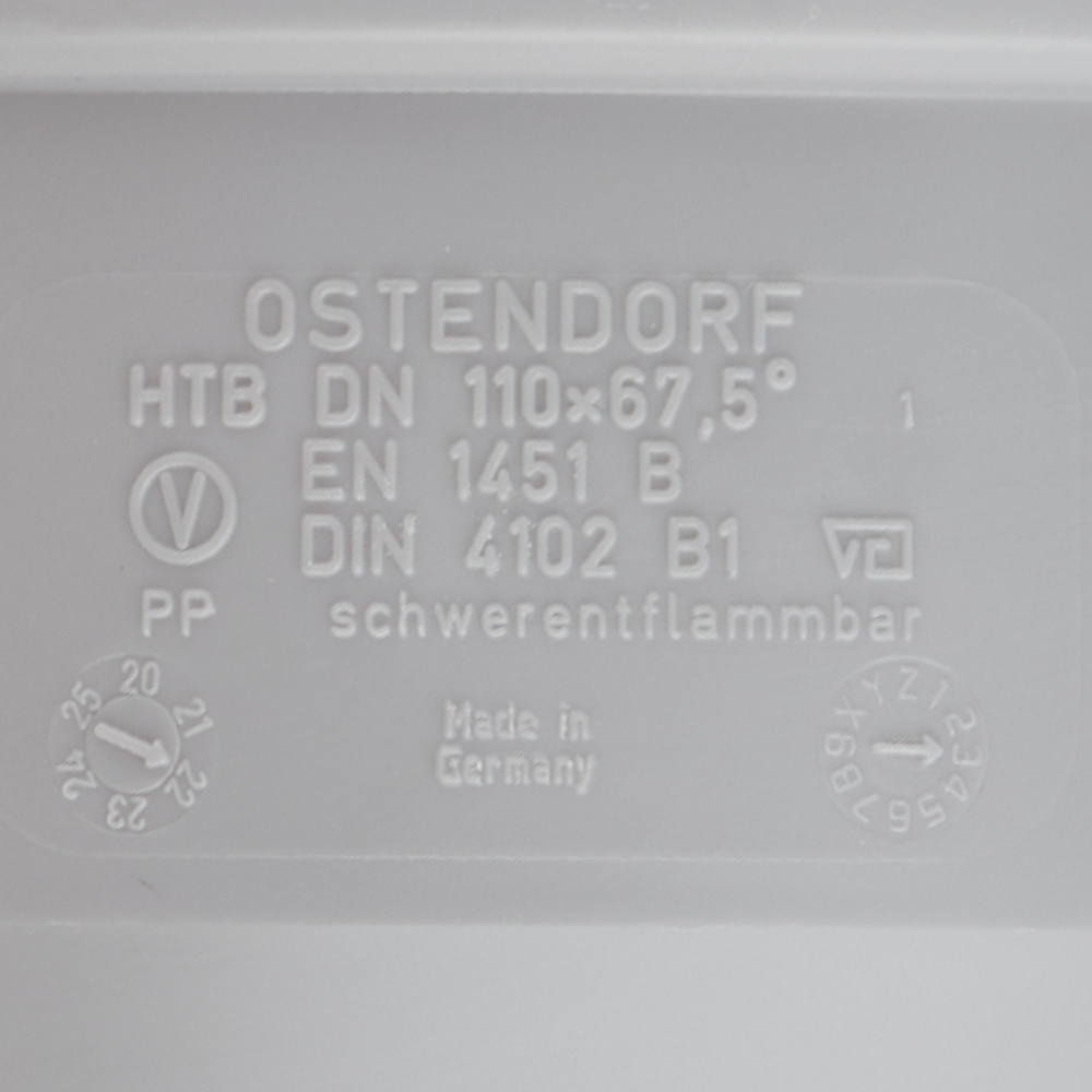 Отвод Ostendorf НТВ d110 мм 67° пластиковый для внутренней канализации (115130)