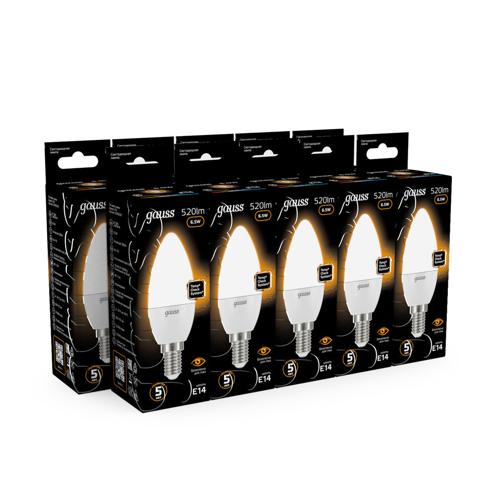 Лампа светодиодная Gauss E14 3000К 6,5 Вт 520 Лм 150-265 В свеча матовая
