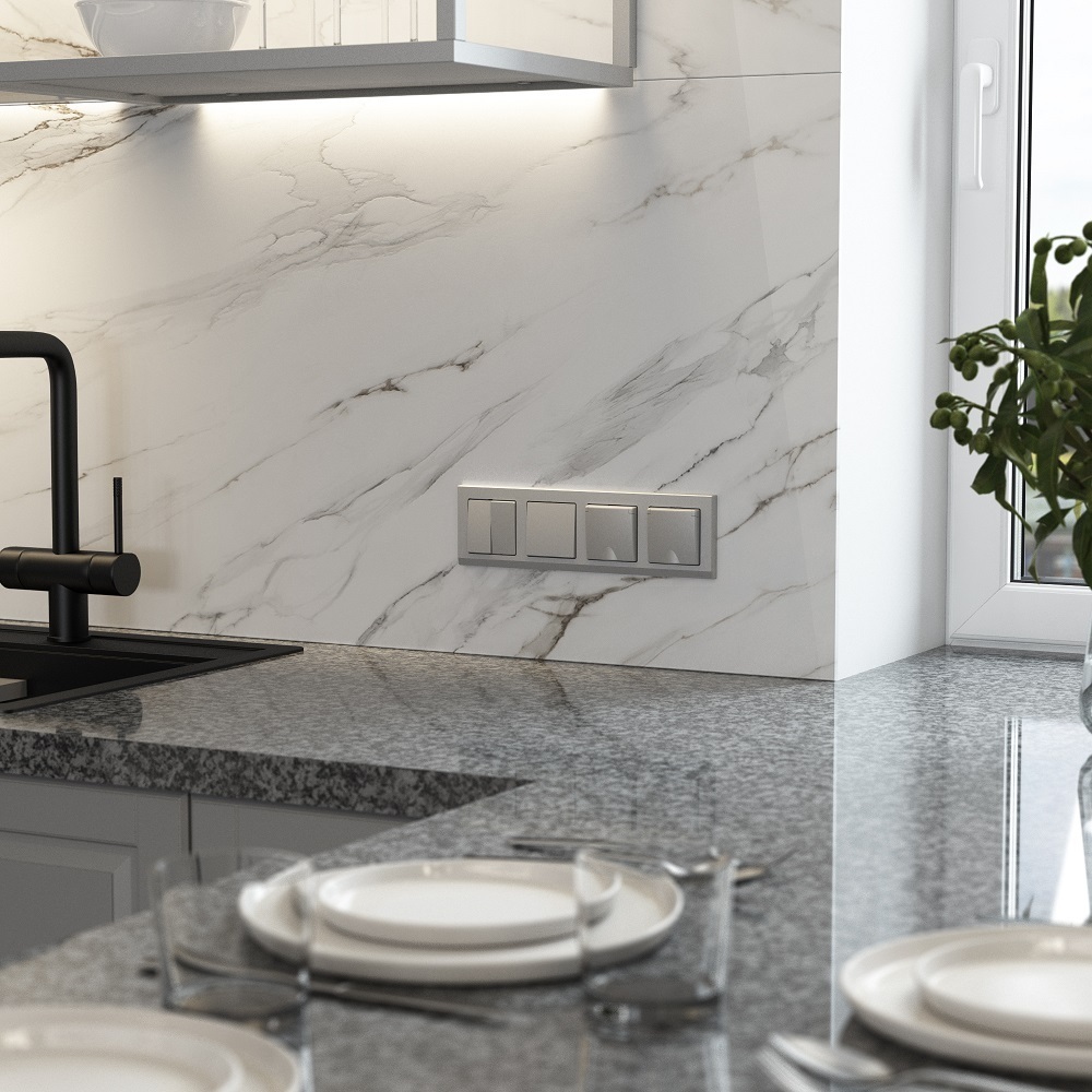 Выключатель Werkel одноклавишный встраиваемый серебряный матовый проходной (a063608)