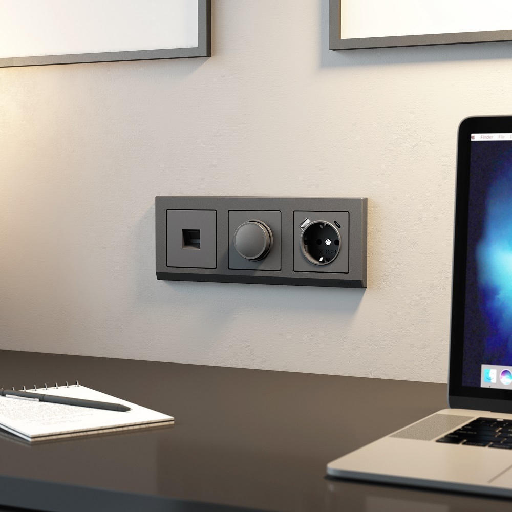 Розетка компьютерная Werkel встраиваемая графит матовый RJ45 (a063108)