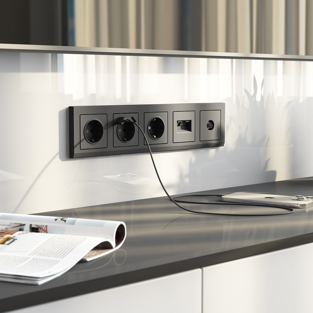 Розетка телевизионная Werkel встраиваемая графит матовый (a063109)