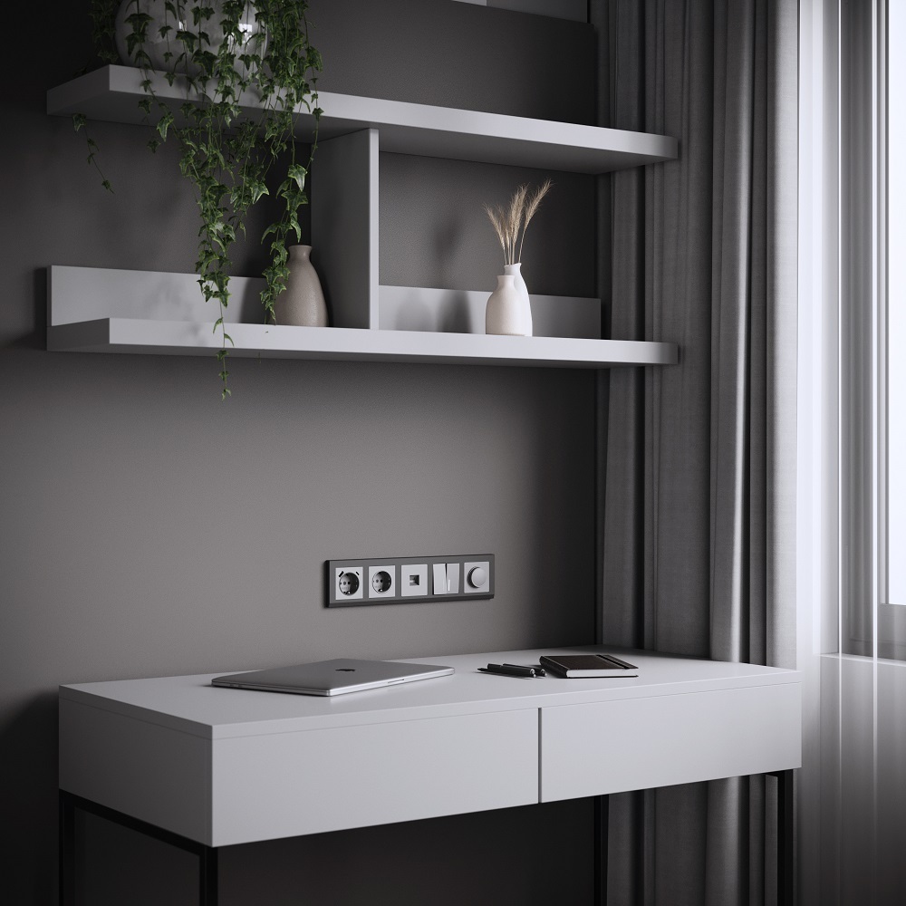 Розетка компьютерная Werkel встраиваемая серебряная матовая RJ45 (a063620)