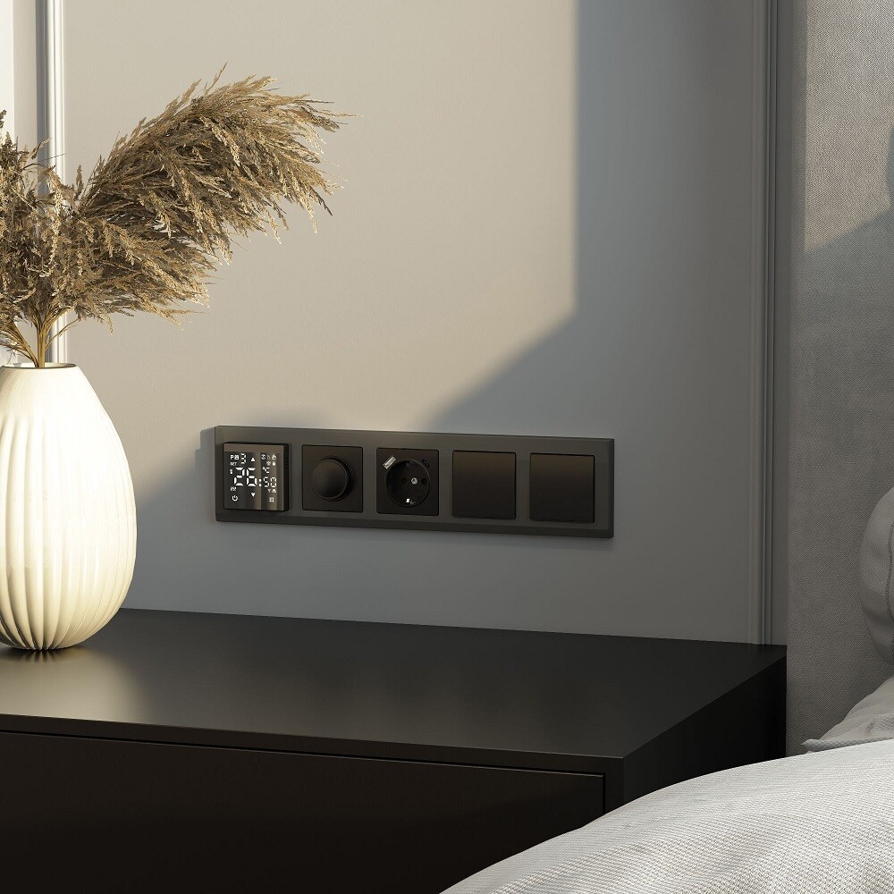 Выключатель Werkel одноклавишный встраиваемый черный матовый проходной (a051626)