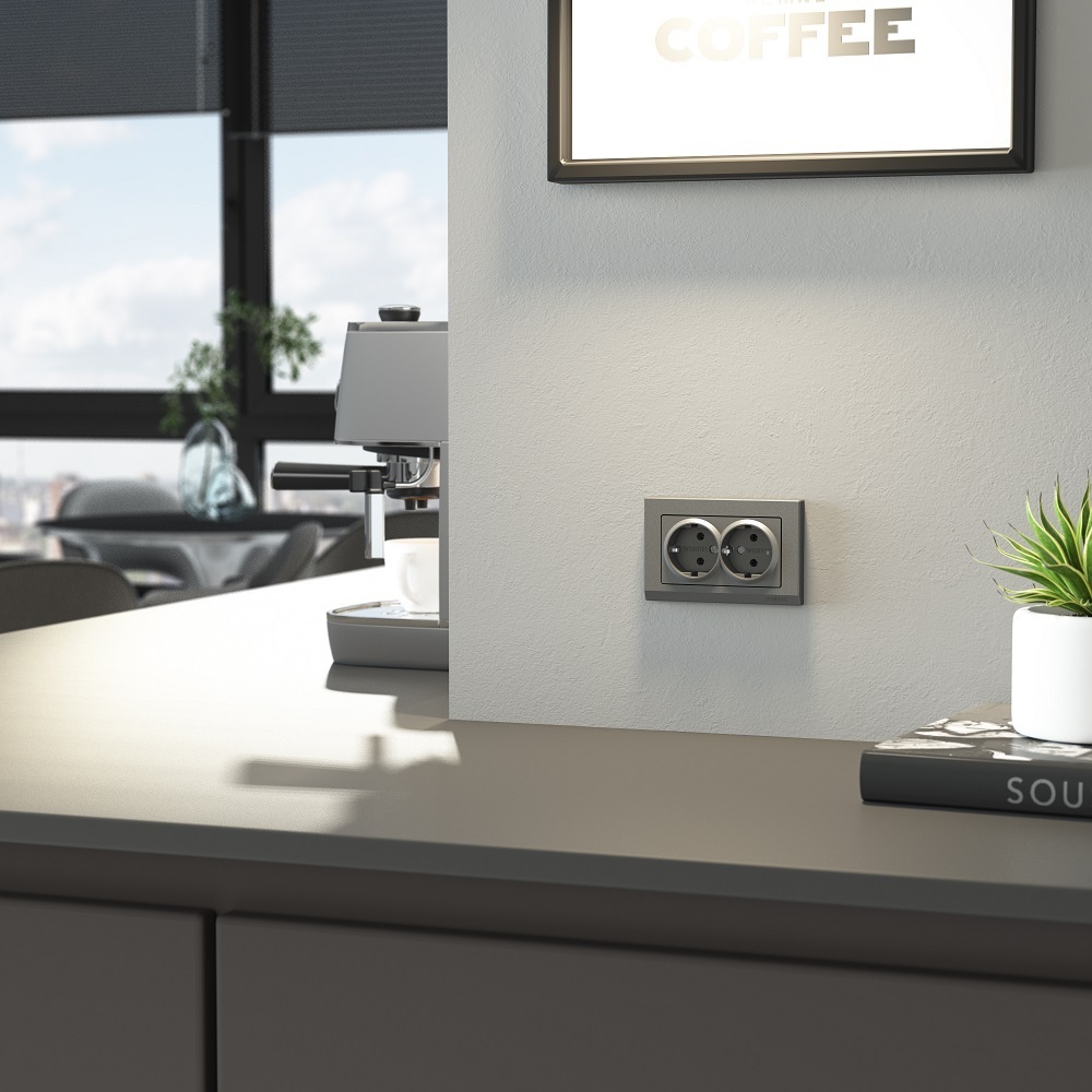 Розетка Werkel встраиваемая графит матовый (a063107)