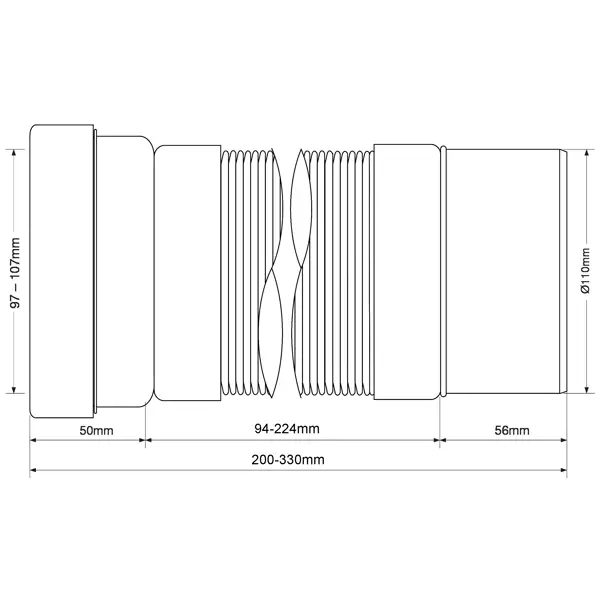 Труба фановая для унитаза McAlpine раздвижная 200-330 мм MRWC-F20P