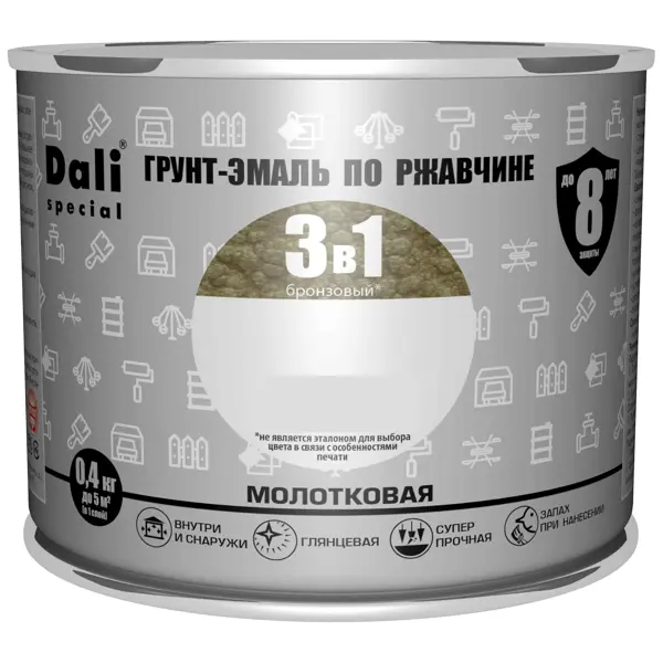 Грунт-эмаль по ржавчине 3 в 1 Dali Special молотковая цвет бронза 0.4 кг