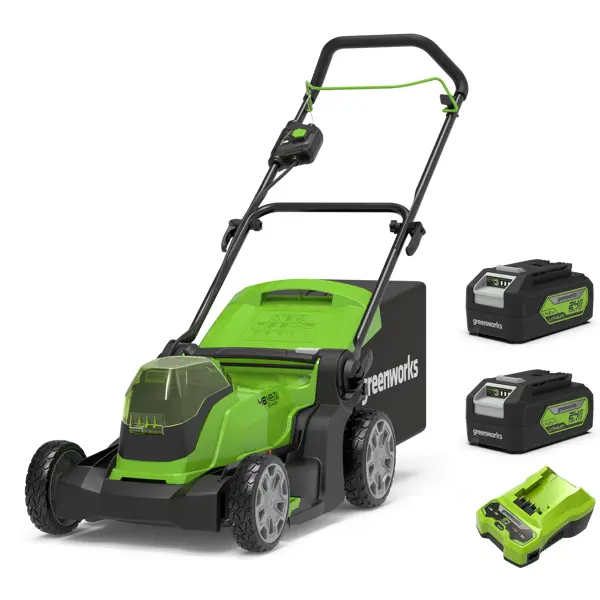 Газонокосилка аккумуляторная GreenWorks 2512607UD 48 В 41 см 2x4 Ач АКБ и ЗУ входит в комплект