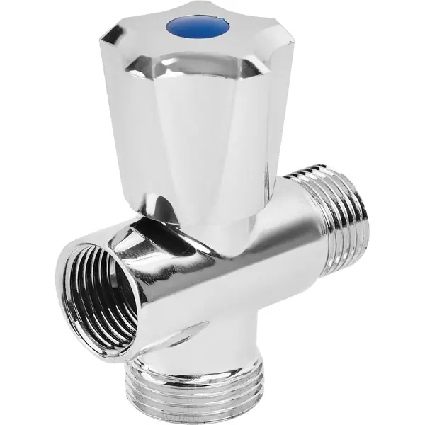 Вентиль запорный MPF DN15 PN10 1/2"x3/4"x1/2" НР/ВР ручка маховик латунь