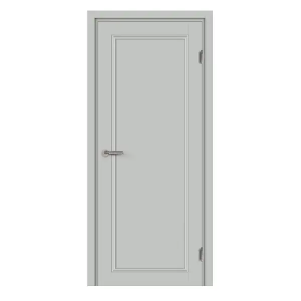 Дверь межкомнатная глухая Лион 80x200 см Hardflex цвет серый жемчуг с замком и петлями